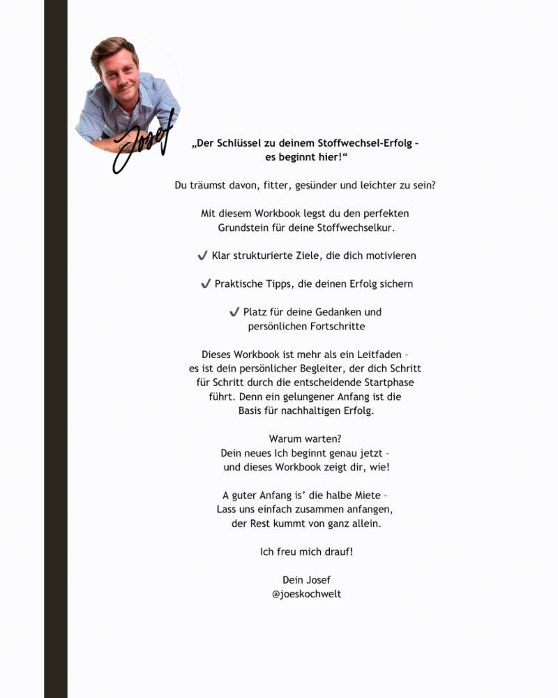 * Workbook Phase 1 - 21 Tage. Ein Ziel. Mit joeskochwelt zum aktiven Stoffwechsel + Einkaufsliste (eWorkbook)